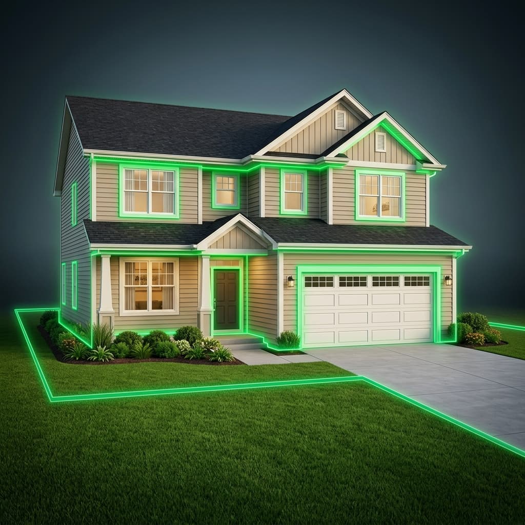 Squito Pest Control — full perimeter coverage including foundation, windows, eaves, and yard